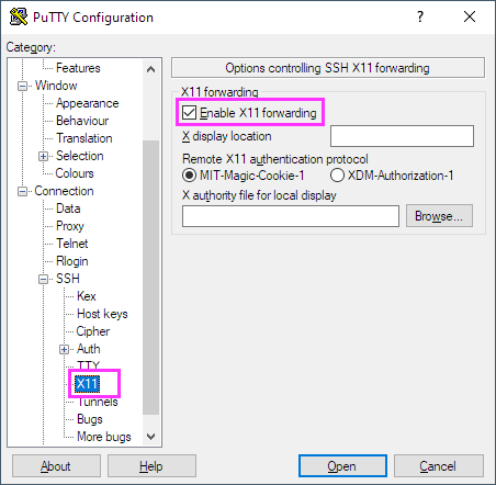 putty-ssh-x11-forwarding