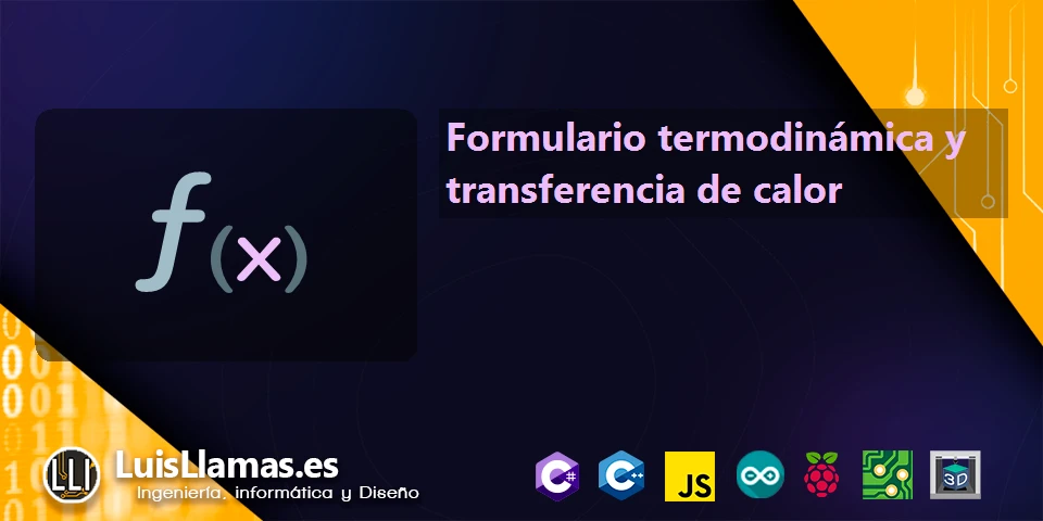 Formulario termodinámica y transferencia de calor